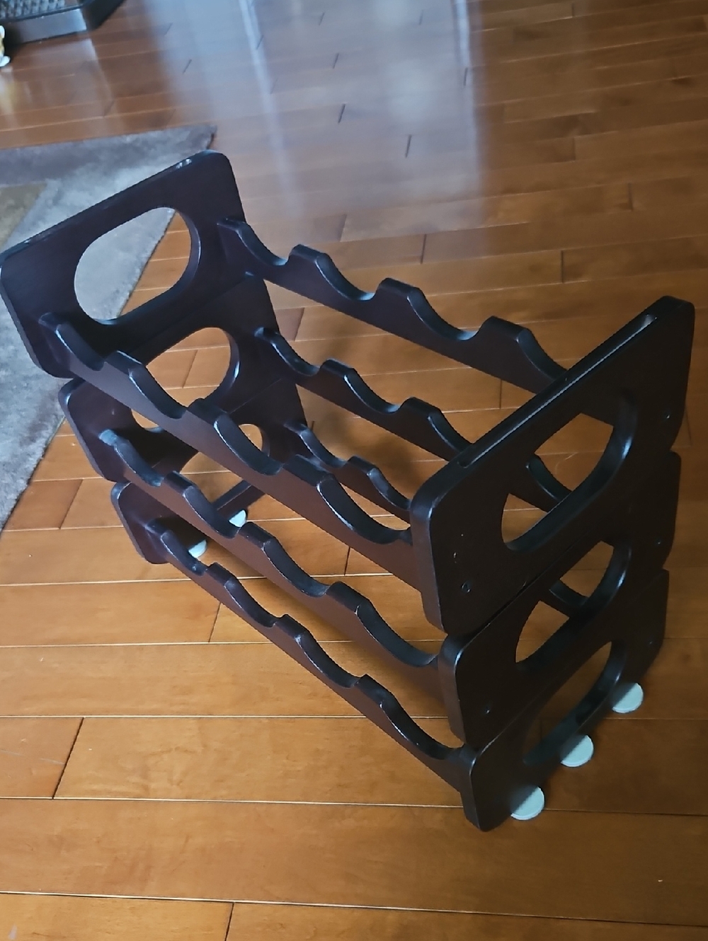 Vintage 3 Separate Piece Wooden 12-Bottle Wine Rack - Dark Brown - Picture 9 of 9